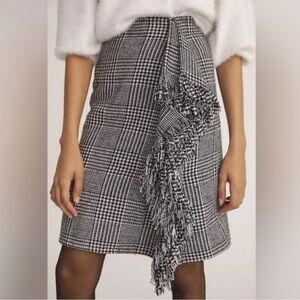 Mare mare x anthropologie plaid fringe‎ hem drape skirt